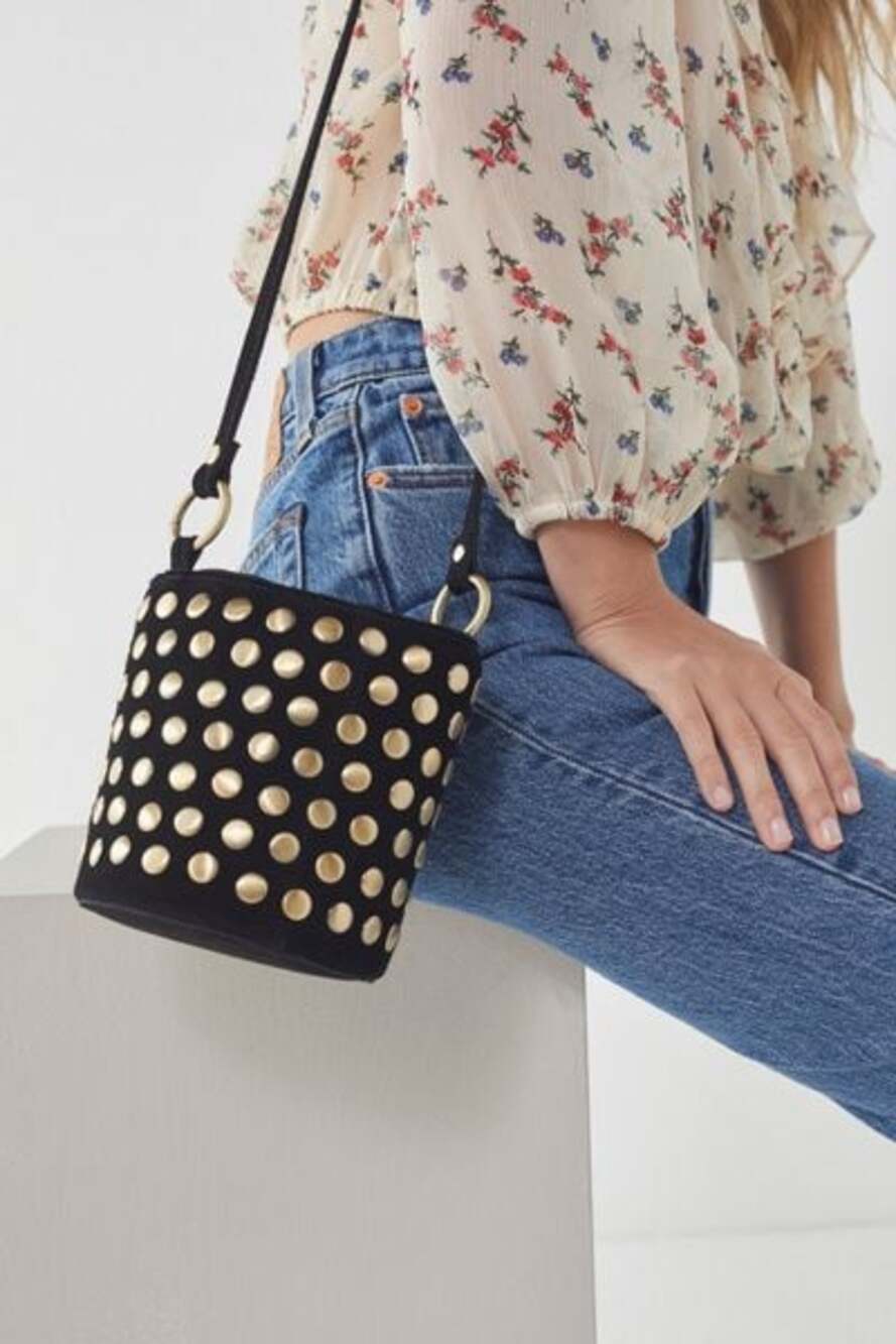 Urban Outfitters Genuine Suede Studded Bucket Bag